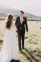 Vestido de novia de tul con mangas largas y apliques, recién llegado