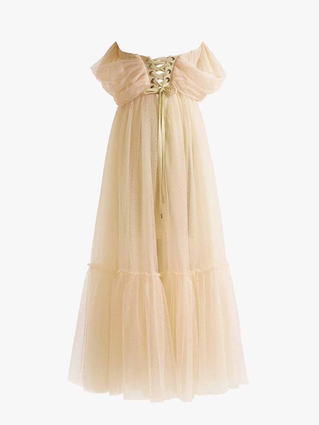 Nova | Champagnerfarbenes, knielanges A-Linien-Ballkleid aus Tüll mit Herzausschnitt