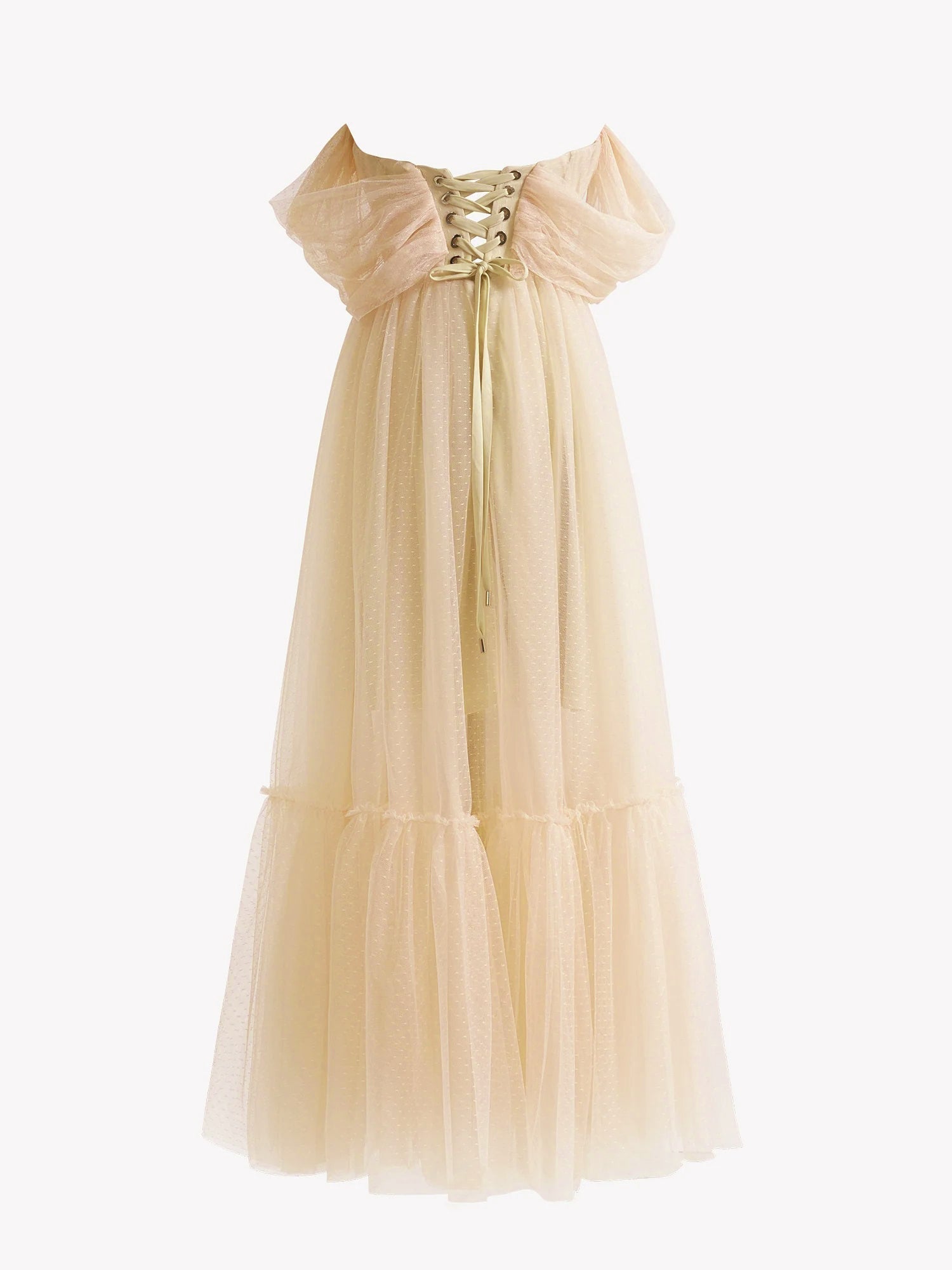 Nova | Champagnerfarbenes, knielanges A-Linien-Ballkleid aus Tüll mit Herzausschnitt