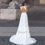 NumberSea - NumberSea Abiti Donna Modest Bridal A Line Wedding Dress Summer 2021 Simple V - neck Backless Beach Wedding Dresses Long Train Lakshmigown
