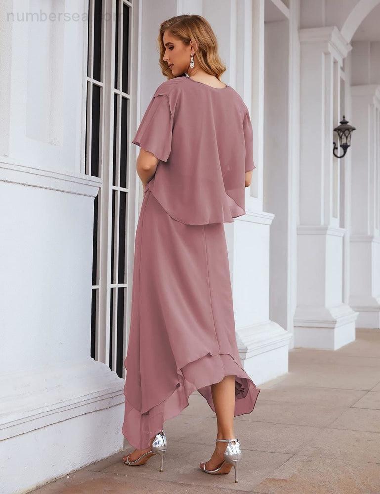 Sunnderly Chiffon Plus Size Mother of Bride Dresses with Jacket Formal Dresses for Wedding SY28073