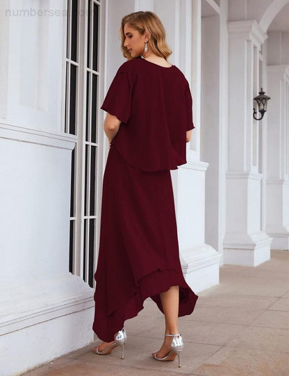Sunnderly Chiffon Plus Size Mother of Bride Dresses with Jacket Formal Dresses for Wedding SY28073