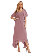 Vestidos de gasa para madre de la novia, tallas grandes, con chaqueta, vestidos formales para boda, SY28073 