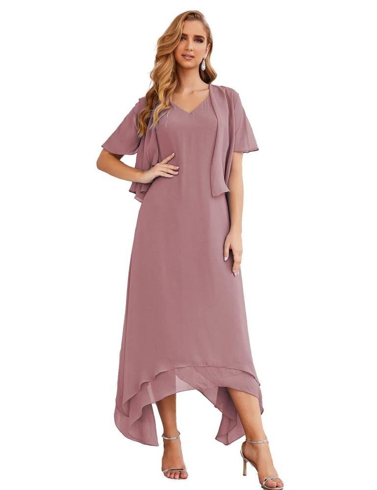 Sunnderly Chiffon Plus Size Mother of Bride Dresses with Jacket Formal Dresses for Wedding SY28073