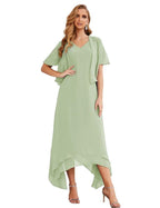 Vestidos de gasa para madre de la novia, tallas grandes, con chaqueta, vestidos formales para boda, SY28073 