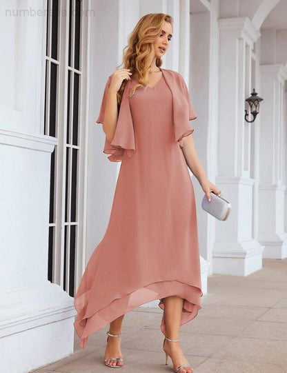 Sunnderly Chiffon Plus Size Mother of Bride Dresses with Jacket Formal Dresses for Wedding SY28073