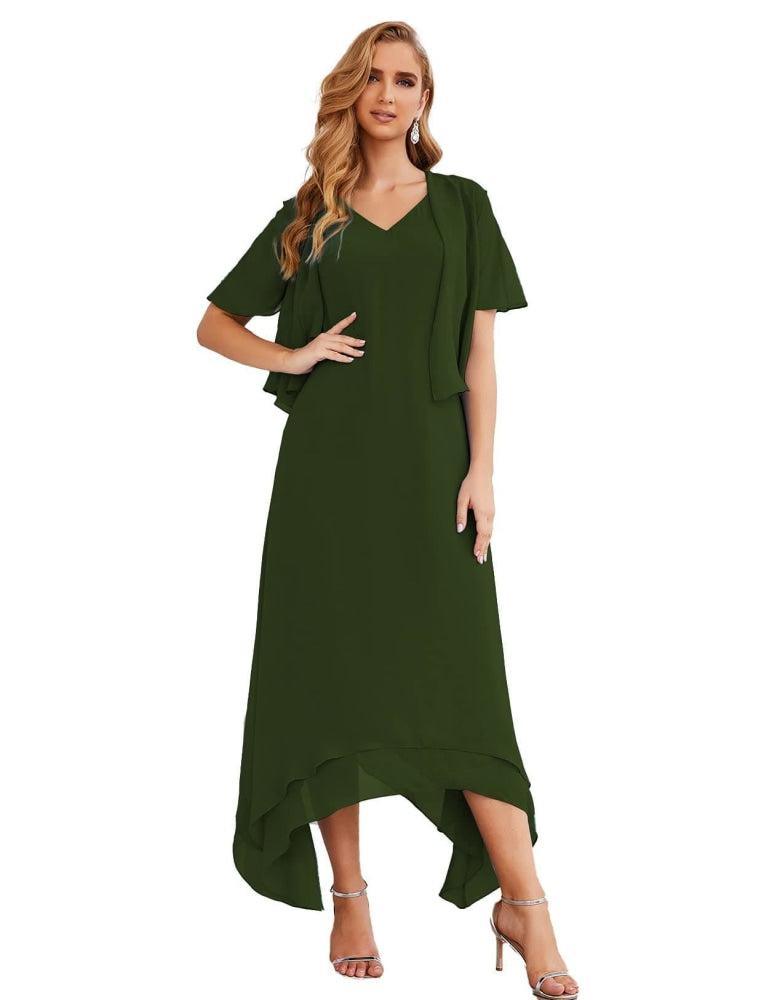 Sunnderly Chiffon Plus Size Mother of Bride Dresses with Jacket Formal Dresses for Wedding SY28073