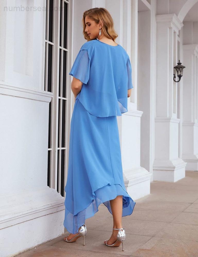 Vestidos de gasa para madre de la novia, tallas grandes, con chaqueta, vestidos formales para boda, SY28073 