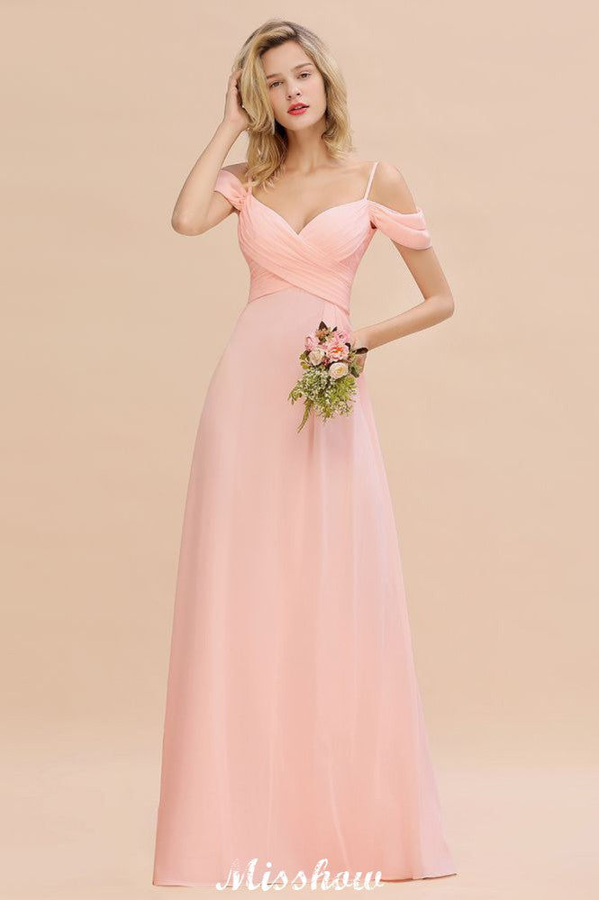 Vestido de dama de honor Aline con tirantes al descubierto, vestido de dama de honor de gasa