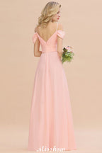 Vestido de dama de honor Aline con tirantes al descubierto, vestido de dama de honor de gasa