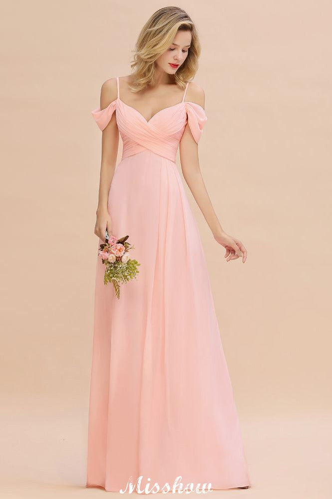 Vestido de dama de honor Aline con tirantes al descubierto, vestido de dama de honor de gasa
