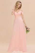 Vestido de dama de honor Aline con tirantes al descubierto, vestido de dama de honor de gasa