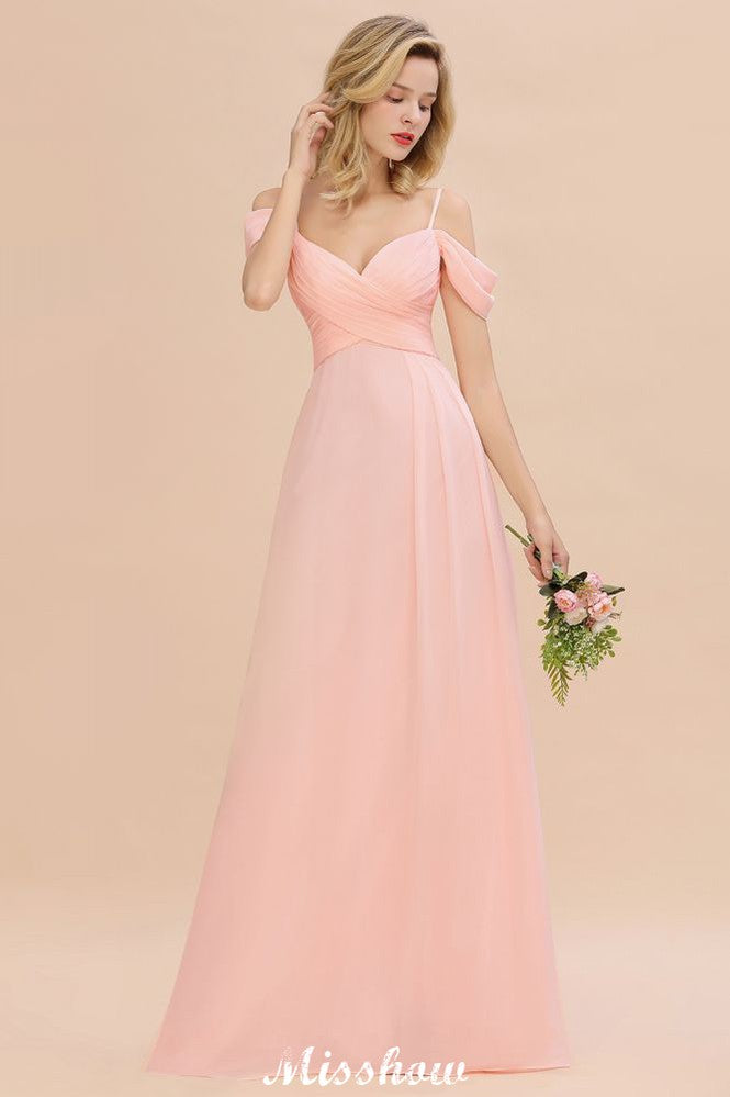 Vestido de dama de honor Aline con tirantes al descubierto, vestido de dama de honor de gasa
