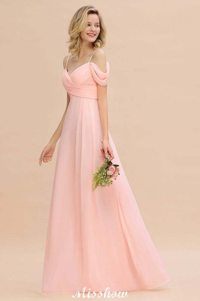Vestido de dama de honor Aline con tirantes al descubierto, vestido de dama de honor de gasa