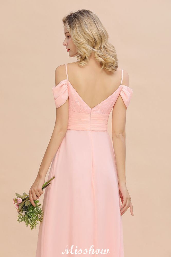Vestido de dama de honor Aline con tirantes al descubierto, vestido de dama de honor de gasa