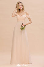 Vestido de dama de honor Aline con tirantes al descubierto, vestido de dama de honor de gasa