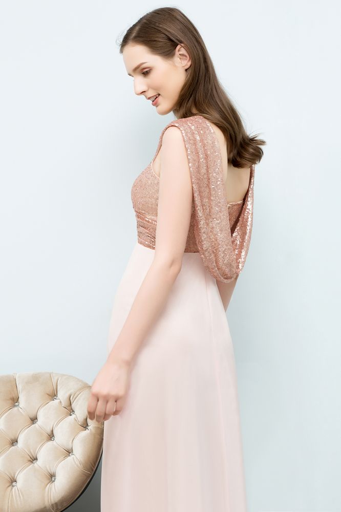 Off-shoulder A-line Sweetheart Spaghetti Long Sequins Chiffon Prom Dresses