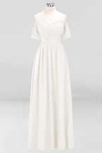 Vestido de dama de honor de gasa con hombros descubiertos, corte A, largo hasta el suelo, para invitada de boda