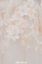 Schulterfreies A-Linien-Ballkleid mit bodenlangem Tüll-Brautkleid mit Applikationen