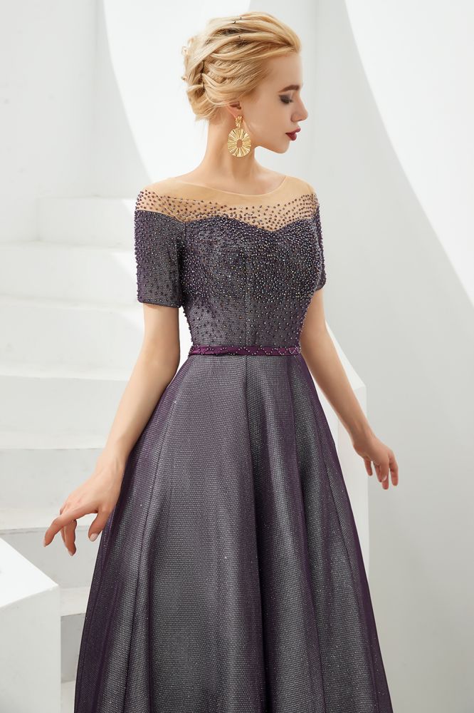 Off the Shoulder Aline Evening Swing Dress Beading sequins Lace-up Party Dress