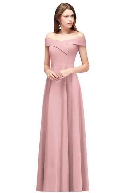 Off-the-shoulder Floor Length Burgundy Party Dress