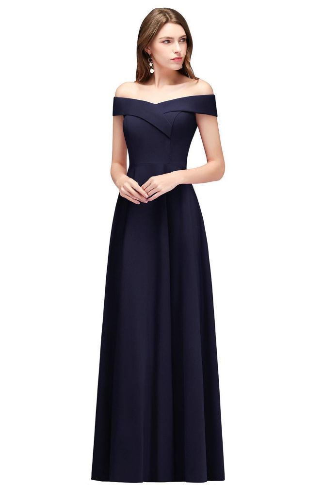 Vestido de fiesta burdeos largo hasta el suelo con hombros descubiertos