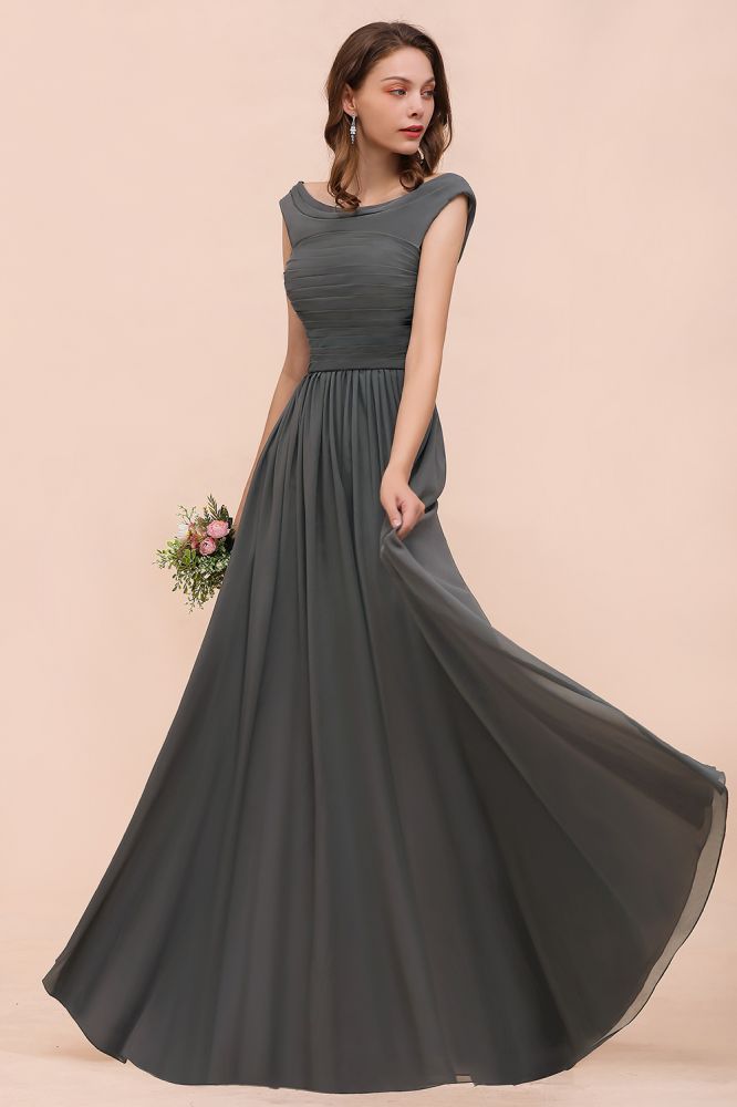 Vestido de dama de honor con hombros descubiertos y abertura lateral delantera, corte A, para invitada de boda