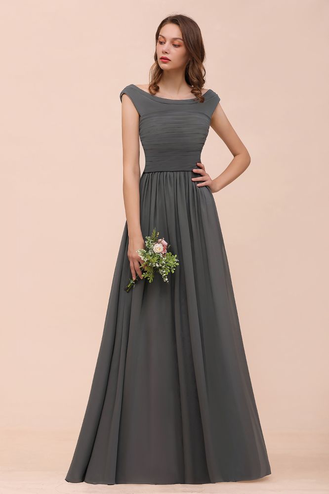 Vestido de dama de honor con hombros descubiertos y abertura lateral delantera, corte A, para invitada de boda