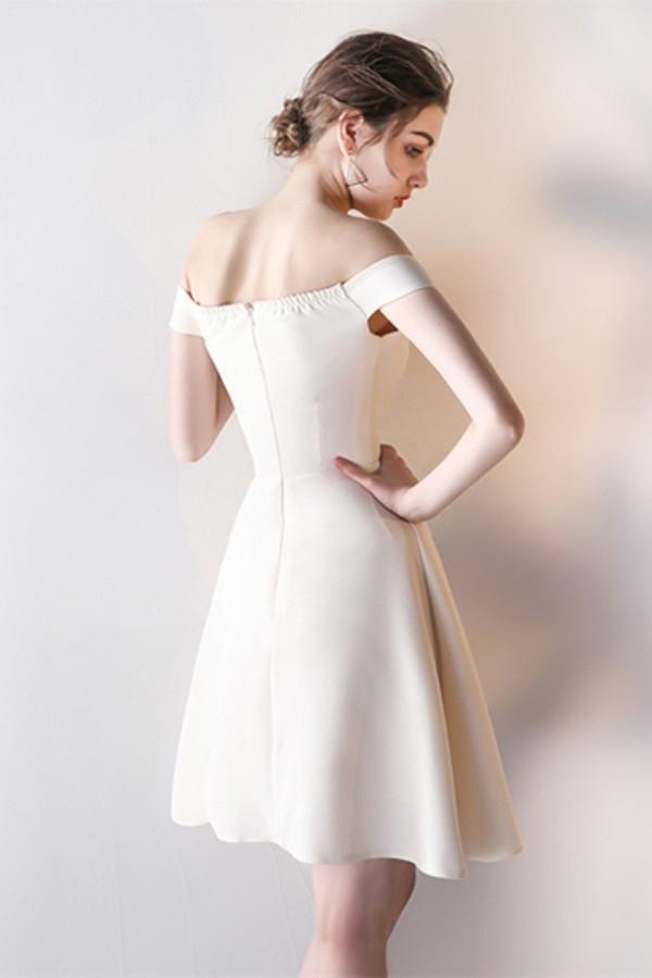 Schulterfreies A-Linien-Minikleid mit Pick-Ups, Homecoming-Kleid, Partykleid PG147