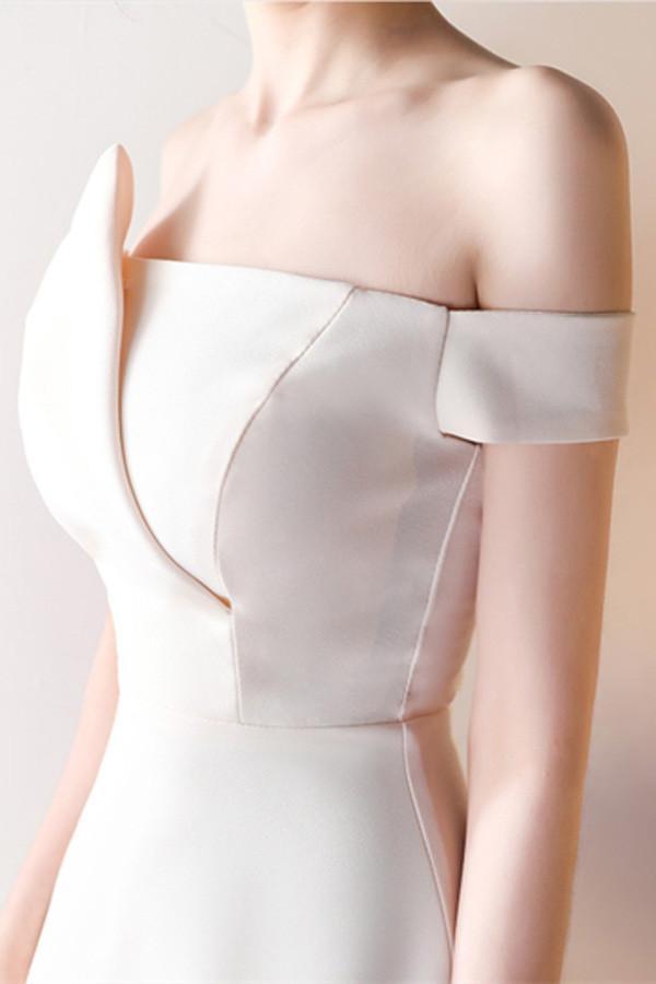 Schulterfreies A-Linien-Minikleid mit Pick-Ups, Homecoming-Kleid, Partykleid PG147