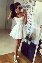 Schulterfreies rotes Homecoming-Kleid mit breiten Trägern, kleines Partykleid PD251