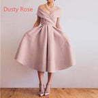 Schulterfreies, kurzes, staubblaues Party-/Homecoming-Kleid PD101