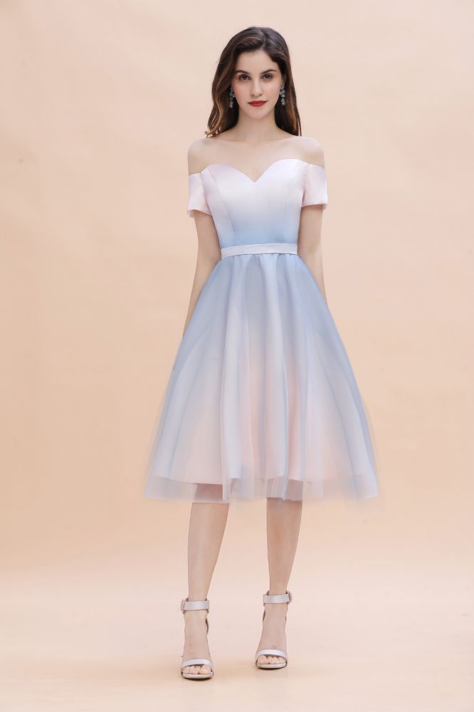 Schulterfreies Sweetheart A-Linien-Minikleid mit Farbverlauf für Abendpartys