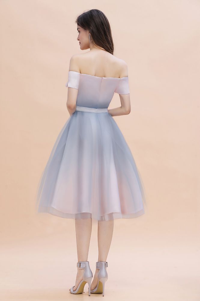 Off-the-Shoulder Sweetheart Gradient Aline Evening Party Mini Dress