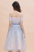 Schulterfreies Sweetheart A-Linien-Minikleid mit Farbverlauf für Abendpartys
