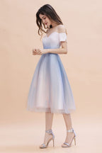 Schulterfreies Sweetheart A-Linien-Minikleid mit Farbverlauf für Abendpartys