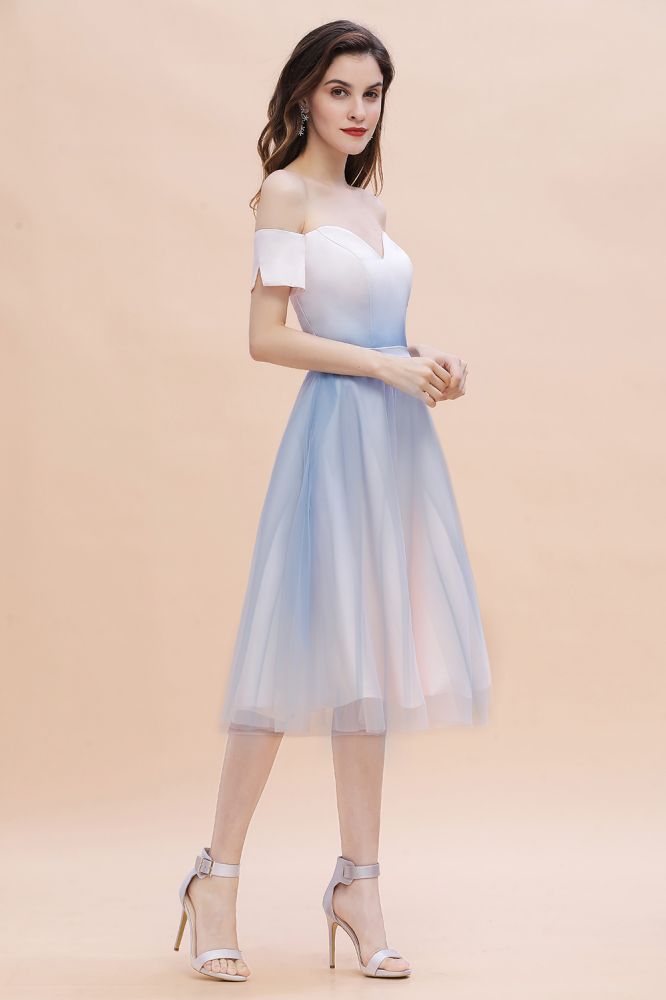 Schulterfreies Sweetheart A-Linien-Minikleid mit Farbverlauf für Abendpartys