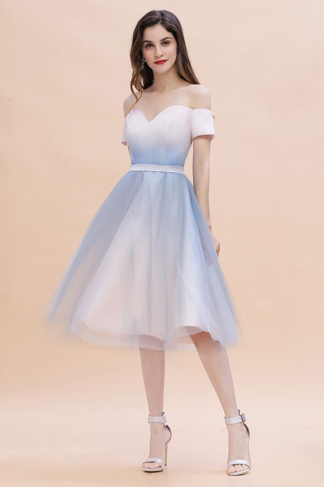 Off-the-Shoulder Sweetheart Gradient Aline Evening Party Mini Dress