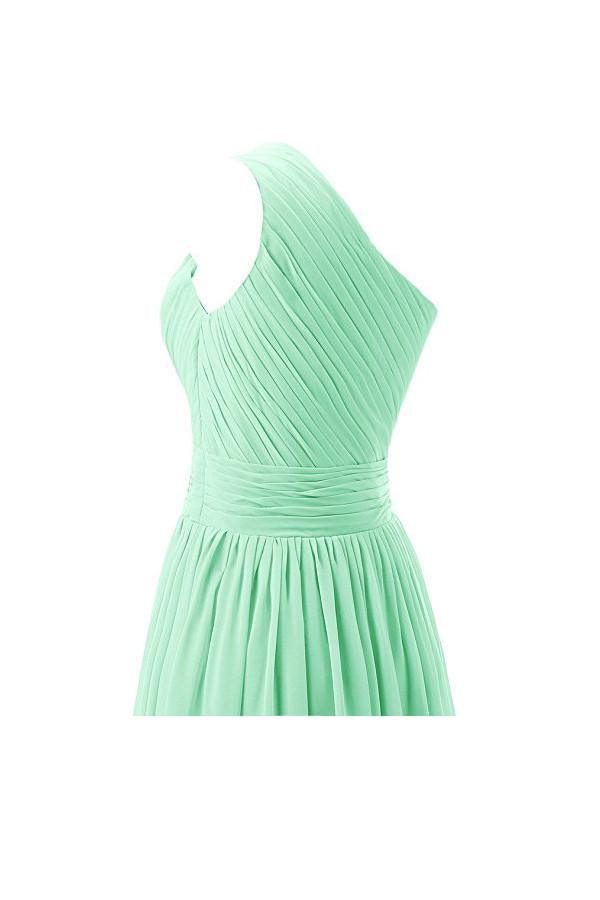 Vestido de dama de honor de un solo hombro, de gasa, para fiesta de graduación, BD008