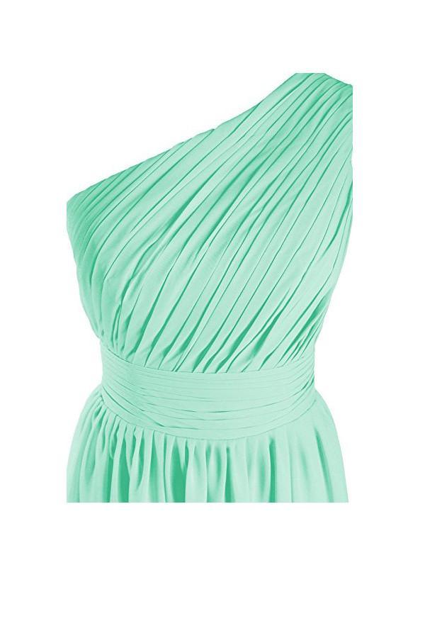 Vestido de dama de honor de un solo hombro, de gasa, para fiesta de graduación, BD008