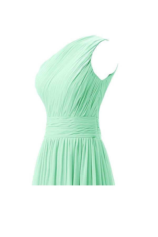 Vestido de dama de honor de un solo hombro, de gasa, para fiesta de graduación, BD008