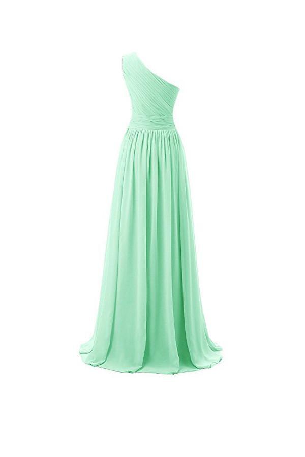 Vestido de dama de honor de un solo hombro, de gasa, para fiesta de graduación, BD008
