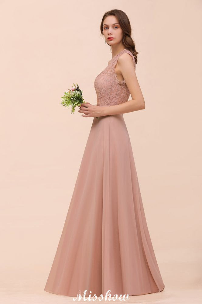 Vestido de dama de honor de gasa de un solo hombro, color rosa polvoriento, para invitada de boda.