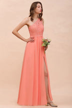 Vestido de dama de honor floral de un solo hombro con abertura lateral, vestido formal para invitada de boda con bolsillo