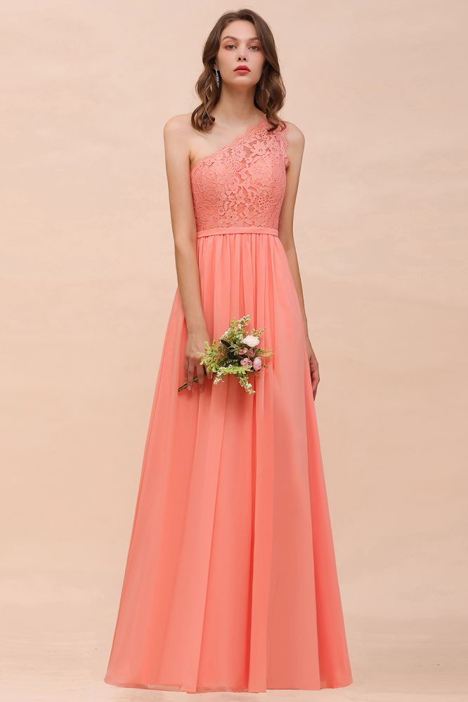 Vestido de dama de honor floral de un solo hombro con abertura lateral, vestido formal para invitada de boda con bolsillo