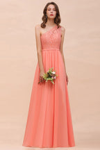 Vestido de dama de honor floral de un solo hombro con abertura lateral, vestido formal para invitada de boda con bolsillo