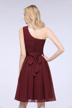 Vestido de dama de honor formal de fiesta, sin mangas, con un solo hombro y volantes, hasta la rodilla