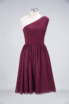 Vestido de dama de honor formal de fiesta, sin mangas, con un solo hombro y volantes, hasta la rodilla
