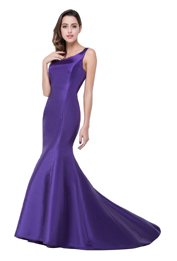 Vestidos de dama de honor de satén estilo sirena con un solo hombro y largo