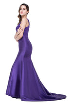 Vestidos de dama de honor de satén estilo sirena con un solo hombro y largo